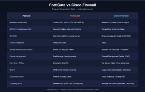 Fortigate vs cisco feature table